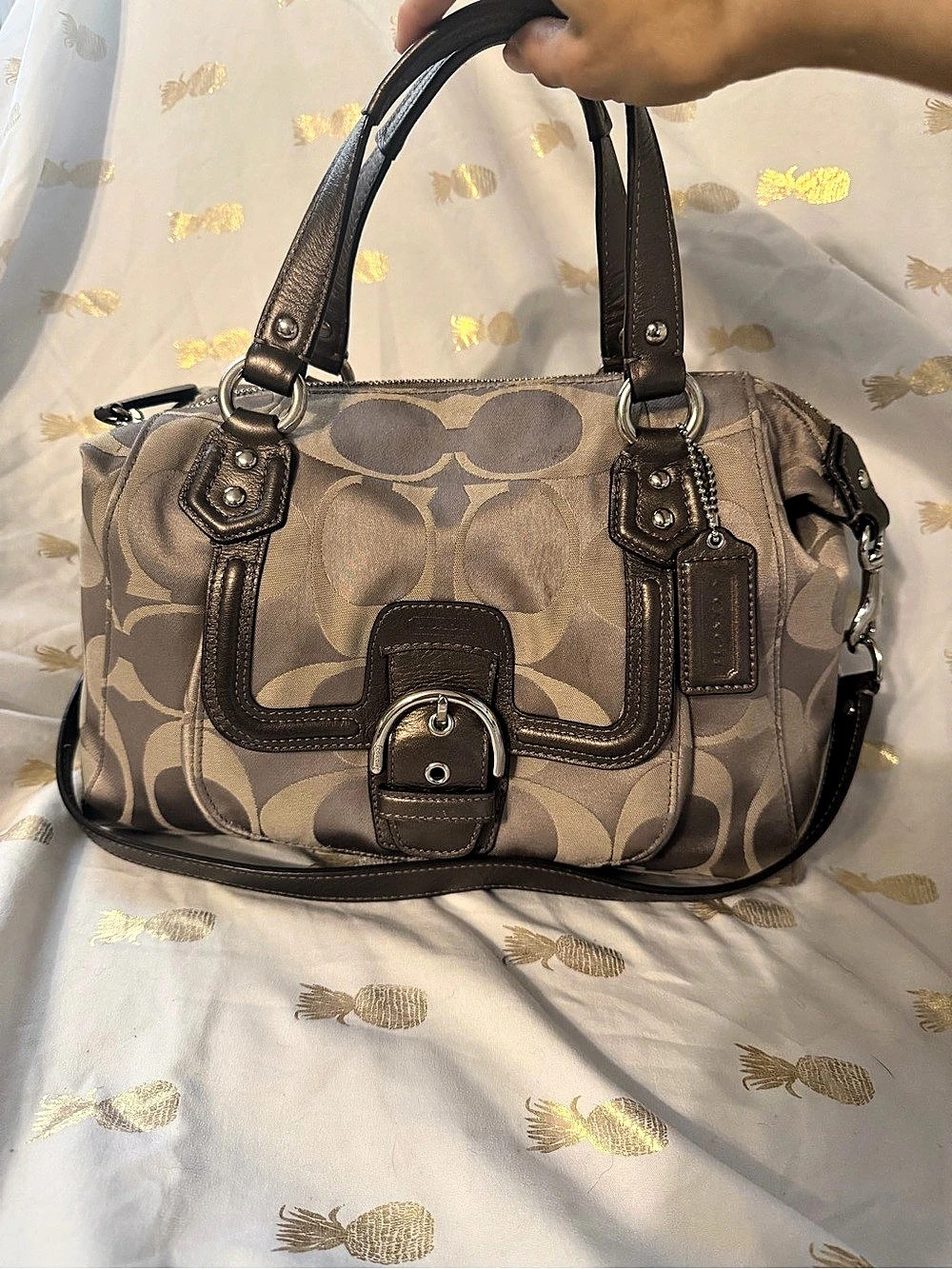 Coach Campbell Signature Sateen Satchel/Carryall Bag